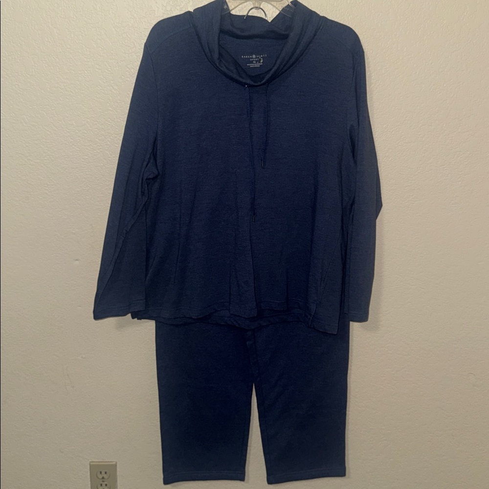 Karen Scott Sport Heathered Blue Pullover Sweater & Sweatpants